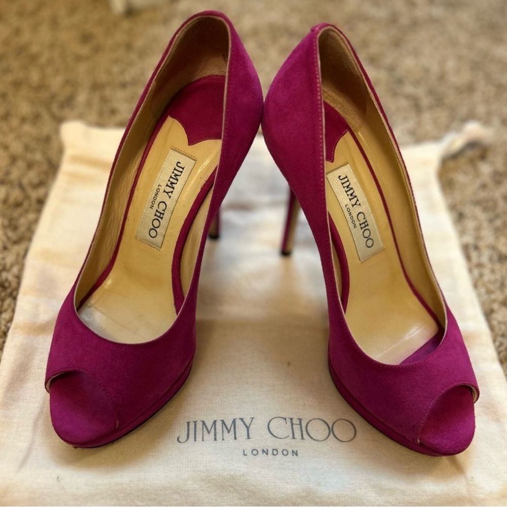 Jimmy Choo Fuchsia Peep Toe Heels